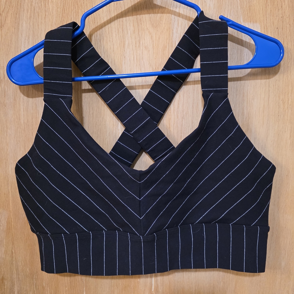 Glyder Black and White Striped Crop Top